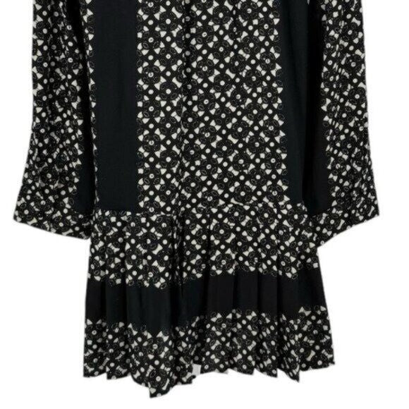 Tuckernuck NEW Black Geo Tate Tencel Long Sleeve Drop Waist Mini Dress Size XS