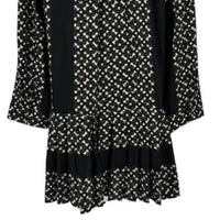 Tuckernuck NEW Black Geo Tate Tencel Long Sleeve Drop Waist Mini Dress Size XS