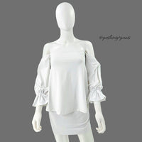 Susana Monaco White Off the Shoulder Long Sleeve Jersey Peasant Top Size S