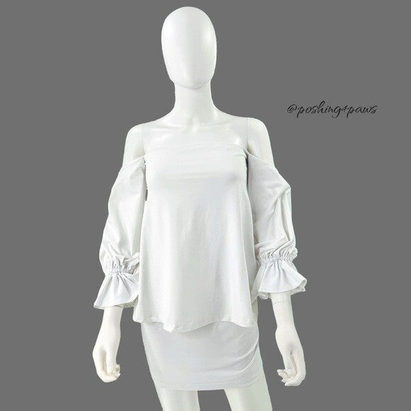Susana Monaco White Off the Shoulder Long Sleeve Jersey Peasant Top Size S