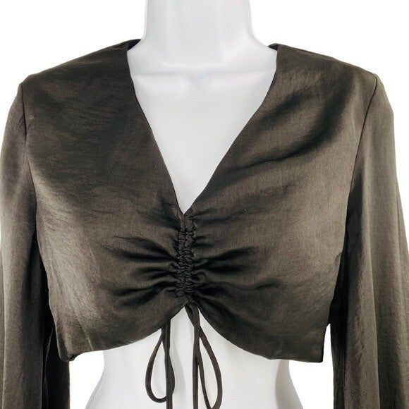 Petal & Pup NEW Sienna Satin Formal Black Midi Dress Matching Set Size XS