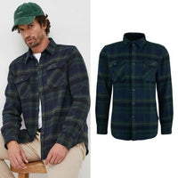 Barbour NEW Mens Snowcap Tailored Button Down Flannel Shirt Blue Green Size L