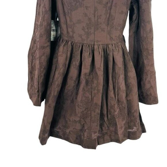 Hyacinth House | NEW Brown Becca V-Neckline Bell-Sleeved Mini Dress Size M