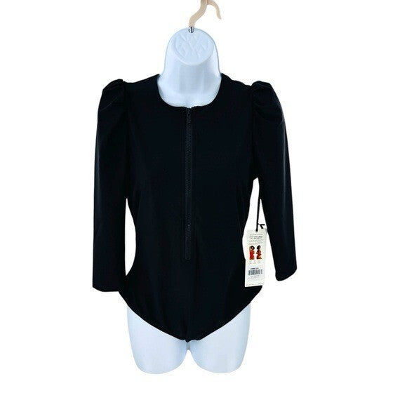 Stylest NEW Black Caviar Sculpting Puff Sleeve One Piece Swimsuit Size S