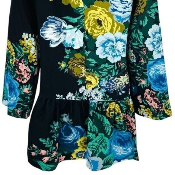 Tuckernuck NEW Verdant Blue Floral Long Sleeve Drop Waist Pierce Dress Size M
