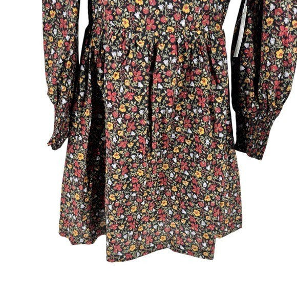 Hyacinth House NEW Black Multi Floral Spencer Long Sleeve Mini Dress Size S