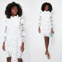 Tuckernuck NEW Blanc Guipure Lace Daphne Preppy Formal Mini Dress Size L