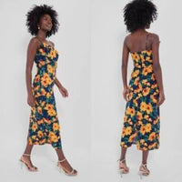 Hyacinth House NEW Navy & Marigold Floral Ruffle Margot Maxi Dress Size XXL