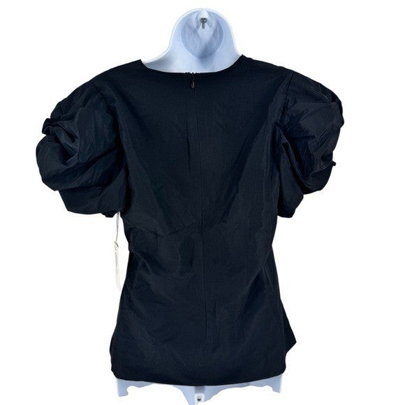 Hyacinth House NEW Black Aubrey Puff Sleeve V Neck Blouse Top Size S
