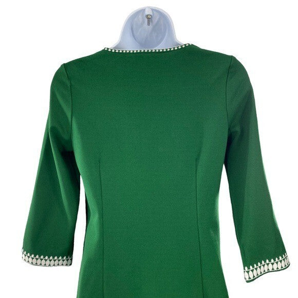 Tuckernuck NEW Miguelina Green Embroidered Shift Mini Dress Size 2XS