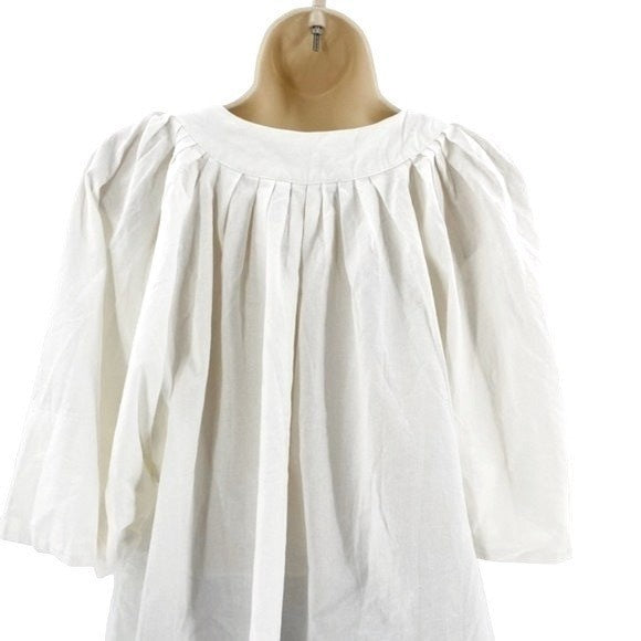 Pomander Place | NEW White Finley Coastal Flutter Sleeve Pleated Top Size M