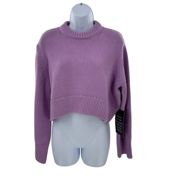 Tuckernuck NEW Lilac Purple Aiden Crewneck Cropped Cotton Knit Sweater Size M