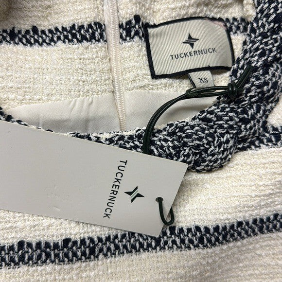 Tuckernuck NEW Navy Stripe Tweed Sleeveless Crew Neck Jackie Mini Dress Size XS