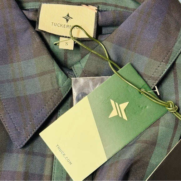 Tuckernuck NEW Blackwatch Chloe Plaid Navy Green Classic Midi Dress Size S