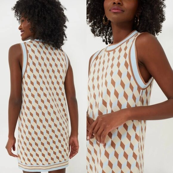 Tuckernuck NEW Tan Ocean Spray Knit Geo Marie Sleeveless Mini Dress Size XXL