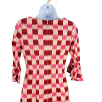 Autumn Adeigbo NEW Rose Lenore Pink Check Half Sleeve Cocktail Mini Dress Size 0