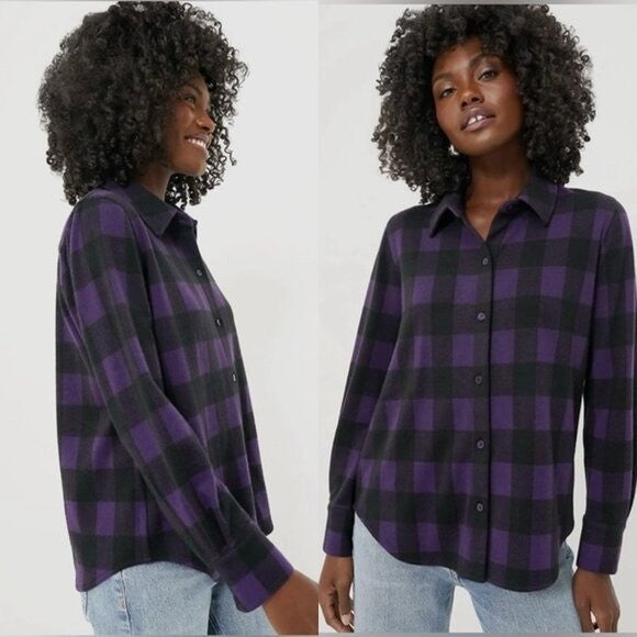 Tuckernuck NEW Purple Black Aubergine Check Chandler Flannel Button Down Size S