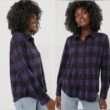 Tuckernuck NEW Purple Black Aubergine Check Chandler Flannel Button Down Size S