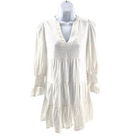 Pomander Place | NEW White Swiss Dot Kenzo Long Sleeve V-Neck Mini Dress Size S