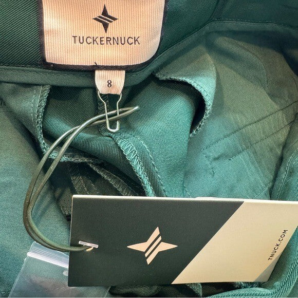 Tuckernuck NEW Green Pleated Duncan High Rise Straight Leg Trouser Pant Size 8