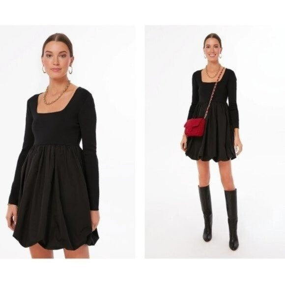 HYACINTH HOUSE NEW Black Bubble Skirt Cecilia Long Sleeve Mini Dress Size XS