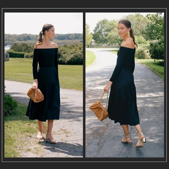 Tuckernuck | NEW Marissa Off The Shoulder Midi Dress in Black Size XS