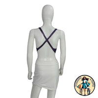 FANNIE SCHIAVONI Hailey Mesh Metallic Festival Draped Crop Top in Purple Size S