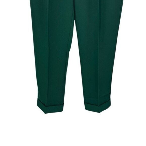 Tuckernuck NEW Green Pleated Duncan High Rise Straight Leg Trouser Pant Size 8