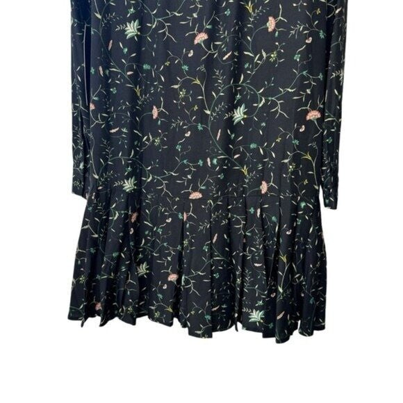 Tuckernuck NEW Campden Vine Tate Black Long Sleeve Pleated Mini Dress Size M