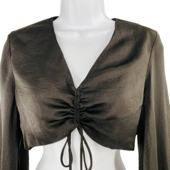 Petal & Pup NEW Sienna Satin Formal Black Midi Dress Matching Set Size M