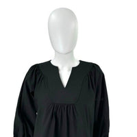 Pomander Place | NEW Black Koa Long Sleeve Notched Neckline Blouse Size Small