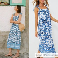 Tuckernuck Beach NEW Majolica Tile Tie Shoulder Tilly Caftan Maxi Dress Size XS