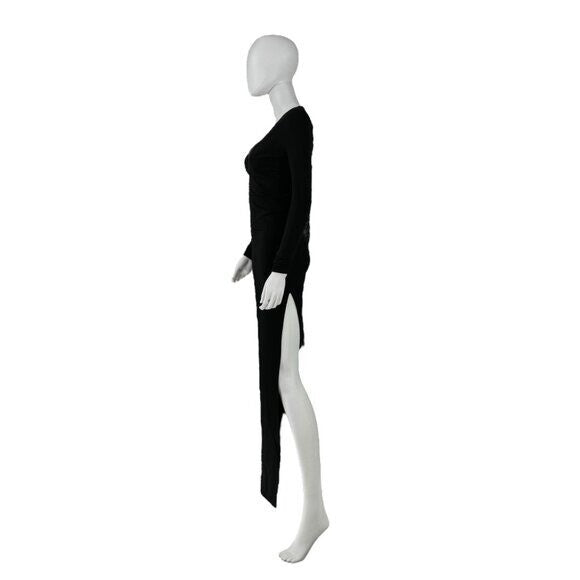 Staud NEW Black Ink Long Sleeve Bodycon Jersey Knit Stretch Maxi Dress Size XS