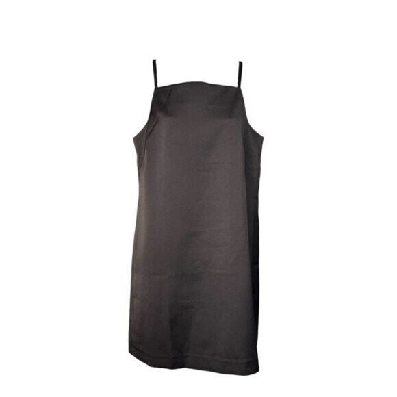 Tuckernuck Chocolate Satin Lara Square Neck Party Cocktail Formal Mini Dress 4