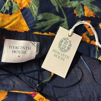 Hyacinth House NEW Navy & Marigold Floral Ruffle Margot Maxi Dress Size M