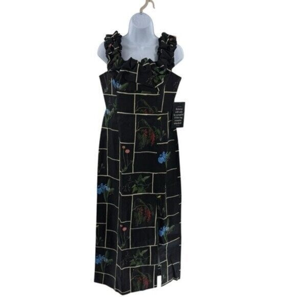 Tuckernuck NEW Black Fresher Buds Suze Floral Patchwork Denim Maxi Dress Size 0