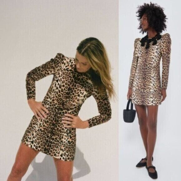 Tuckernuck x India Hicks NEW Leopard Domino Long Sleeve Party Mini Dress XXL