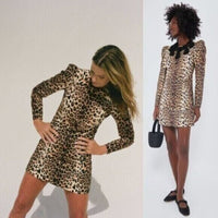 Tuckernuck x India Hicks NEW Leopard Domino Long Sleeve Party Mini Dress XXL