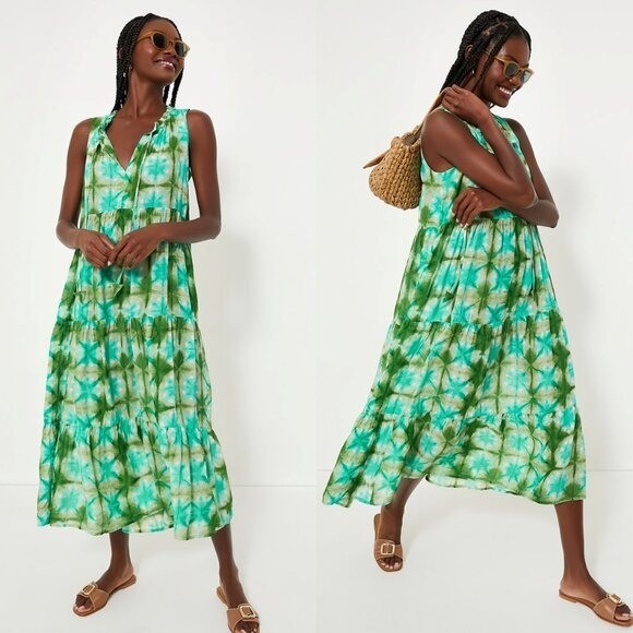 Tuckernuck NEW Seafoam Medallion Green Sleeveless Salty Paloma Caftan Size S