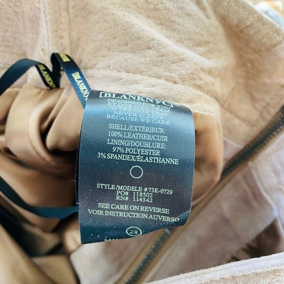 BLANKNYC NWT Moto Suede Leather Festival Mini Skirt in Bare It All Size 28