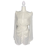 NBD NEW Arijana Cut Out Formal Party Long Sleeve Mini Dress in White Size S