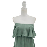 Pomander Place NEW Sage Green Gauzy Casual Strapless Mallorca Maxi Dress Size XS