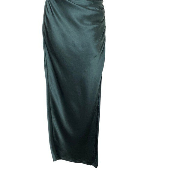 The Sei X REVOVLE NEW Green One Shoulder Silk Formal Cocktail Midi Dress Size 0