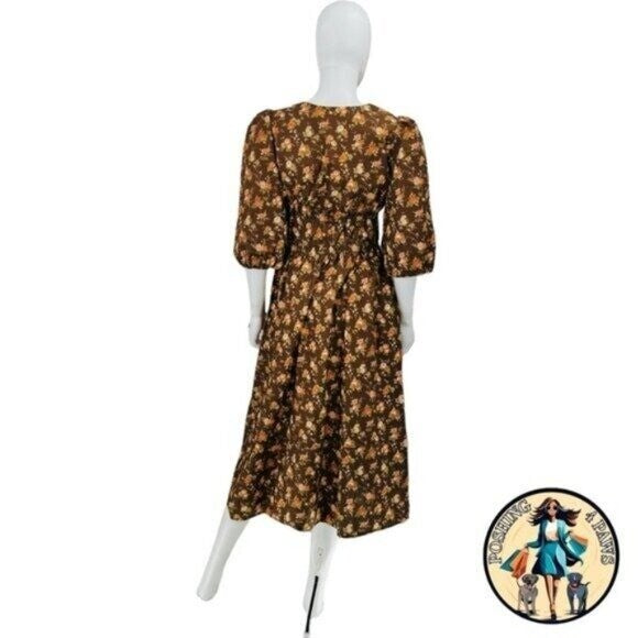 Tuckernuck NEW Rosewood Chintz Marlena Floral Brown Boho Midi Dress Size XS
