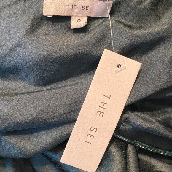 The Sei X REVOVLE NEW Green One Shoulder Silk Formal Cocktail Midi Dress Size 0