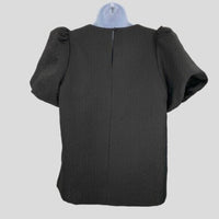 Pomander Place | NEW Black Jacquard Lyla Short Bubble Sleeve Blouse Size XS