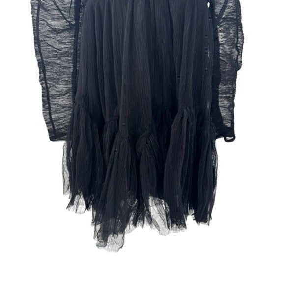Moon River NEW Black Tulle Long Sleeve Sweetheart Party Mini Dress Size M