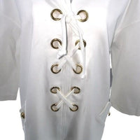 Tuckernuck | NEW White Ellington Three-quarter Sleeve Lace Up Mini Dress Size S