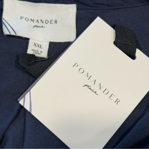 Pomander Place | NEW French Navy Polly Relaxed Fit Shirt Mini Dress Size XXL