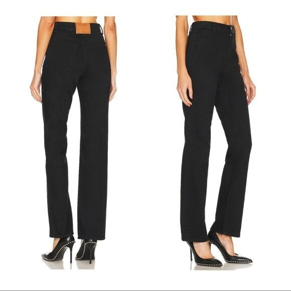 Alexander Wang NEW Fly High Waist Slim Stacked Jean in Washed Black Size 25